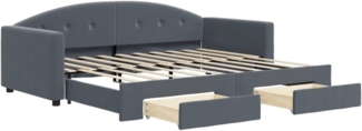 vidaXL Tagesbett Ausziehbar mit Schubladen Dunkelgrau 90x190 cm Samt 3197363