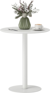 HOMCOM Esstisch Küchentisch für 2 Personen (moderner Esszimmertisch mit runder Tischplatte, 1-St, Kaffeetisch für drinnen und draußen), Stahl, 60 x 60 x 72 cm, Weiß