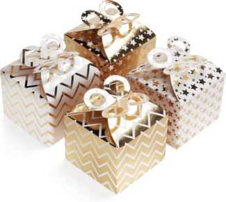 Belle Vous Geschenkbox Goldene Geschenkboxen mit Schleifen - 36er Set für besondere Anlässe (36 St)