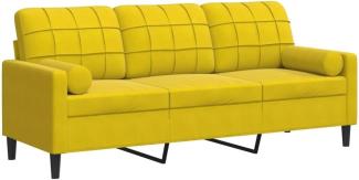 vidaXL 3-Sitzer-Sofa mit Zierkissen Gelb 180 cm Samt 3278235