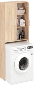KOMTO Waschmaschinenumbauschrank Gizmo Waschmaschinenschrank Weiß 2 Türen Hochschrank für Waschmaschine Trockner Badezimmer Schrank 65 х 180 х 27 cm (BxHxT)