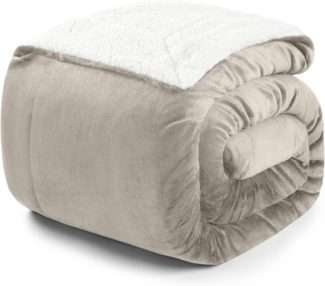 Blumtal Premium Sherpa Kuscheldecke flauschig - Wohndecke Kuscheldecke 230x270 cm - OEKO-TEX zertifizierte Fleecedecke 230x270 cm - Wohn- & Kuscheldecke warm - Winter Decke warm 230x270 - Sand - Beige