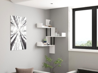 Hanah Home Modern Wall Shelf, White, 105 x 60 x 20 cm | 100% Melamine Coated Particle Board, 18 mm Thick | Stylish & Functional Storage Solution for Any Room