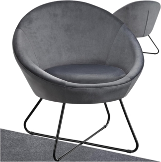 tectake Relaxsessel Cocktailsessel Centera, Belastbarkeit 120 kg, 83 x 73 x 82 cm, gepolstert, mit Bouclé- oder Samtbezug