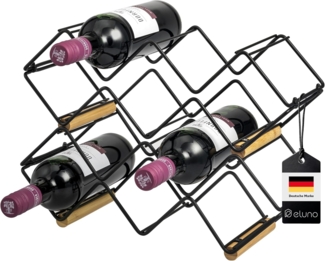 eluno Weinregal Weinregal im 2er-Set für 5 Flaschen, aus Metall und Bambus, stapelbar, 2-tlg.