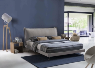 Talamo Italia - Anika Doppelbett, Festbett mit Stoffbezug und Kopfteil, 100 % Made in Italy, geeignet für Matratze 160x190 cm, Grau