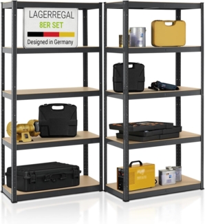 Juskys Lagerregal Basic 8er Set 180x90x40 cm – 8 Schwerlastregale mit 40 Böden – max. 7000 kg - Metall verzinkt - Regale Kellerregal Metallregal