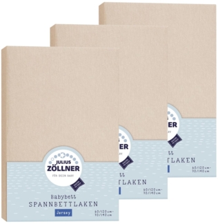 Julius Zöllner Spannbetttuch Jersey 70x140 / 60x120 Sand 3er Pack