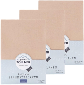 Julius Zöllner Spannbetttuch Jersey 70x140 / 60x120 Sand 3er Pack