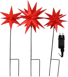 Gartenpirat LED Dekolicht Lichterkette mit 3x Gartenstab mit 18 Zacken-Stern Weihnachtsdeko, Warmweiß, Timer-und Schalter-Funktion: Schalter mit 3 Funktionen(ON/OFF/TIMER)