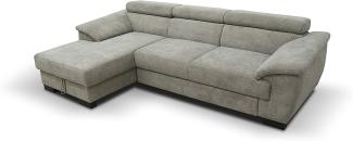 DOMO Collection David Sofa, Ecksofa mit Rückenfunktion, Eckcouch mit Schlaffunktion und Bettkasten (Staufach), 272x166 cm Funtkionssofa mit Federkern in beige-braun