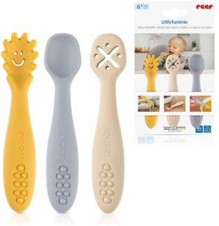 Reer Esslernlöffel LittleYummie Babylöffel 6m+ (3 Stück), aus 100% lebensmittelechtem Silikon