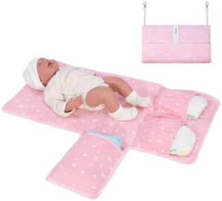 JYOKO KIDS Tragbare Wickelunterlage, wasserdicht, faltbar, gepolstert, Pink Sparkles