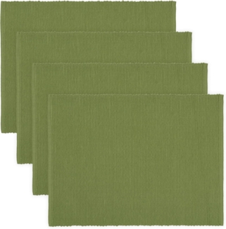 LINUM UNI Dekorative 4 set Tischsets für Esstisch 35x46 cm, 100% Gerippte Baumwolle, Maschinenwaschbar, Mossgrün