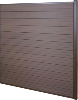 WPC-Sichtschutz Sarthe, Windschutz Zaun, Alu-Pfosten ~ Erweiterungselement, 1,85m braun