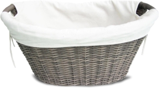 HABAU Holzkorb mit Stoffeinsatz, aus Polyethylen, mit Metallrahmen, 63,5 x 44,5 x 30 cm