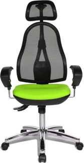 Topstar OP290UG05X Open Point SY Bürostuhl, Schreibtischstuhl, Syncro-Bandscheiben-Drehstuhl, inkl. höhenverstellbare Armlehnen und Kopfstütze, Bezugsstoff apfelgrün