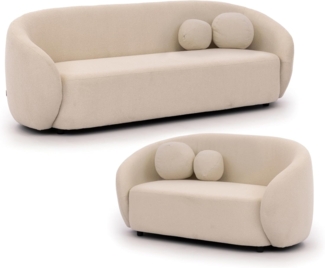 S-Style Möbel Polstergarnitur 3+2 Roundi, Bouclé, Luxus & Moderne Kollektion Geschwungene Sofas