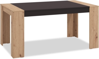 Esstisch Esszimmertisch 154x90 cm Holztisch Küchentisch Tisch Holz Massiv Eiche Schwarz