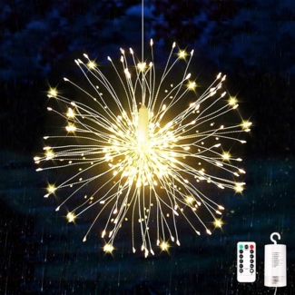 KIKILIVE Feuerwerk Lichterketten, 1 Stücke Starburst Lichter Feuerwerk LED Licht Kupferdraht Feuerwerk Lichter Weihnachten Feuerwerk Zeichenfolge 8 Modi wasserdicht mit Fernbedienung