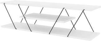 Dmora - Fernsehschrank Lysithea, Ständer für Wohnzimmerfernseher, Niedriges Wohnzimmer-Sideboard, TV-Ständerbasis, 120x30h33 cm, Weiß und Schwarz