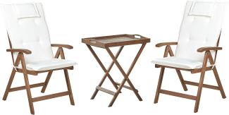 Bistro Set mit Kissen AMANTEA Holz Cremeweiß