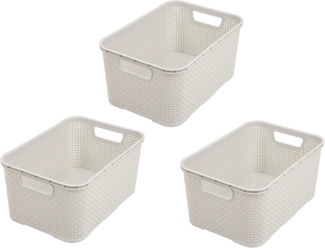 BranQ - Home essential Korb in Rattan Design 3er Set Grösse S 7l, Creme