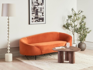 Belaini 'SAVAR' 3-Sitzer Sofa Samtstoff orange schwarz