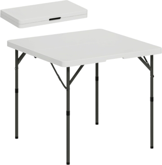 Outsunny Campingtisch Picknicktisch, Klappbarer Tisch (in zwei Höhen einstellbar, 1-St, für drinnen und draußen geeignet), für Camping, Grillen, Kunststoff, Metall, Weiß