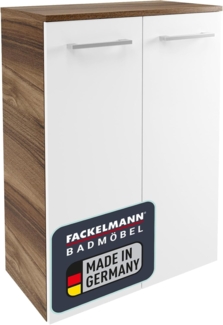 Fackelmann VERONA Doppel Midischrank 60 cm, Braun Dunkel/Weiß Hochglanz