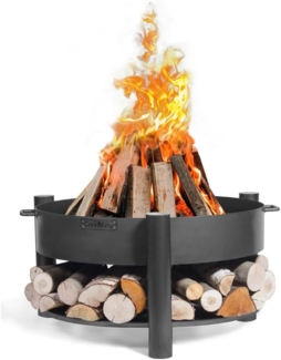 CookKing 'Montana Ø 80cm' Feuerschale, Inkl. Holzlager, Stahl Schwarz, Ø 88x45 cm