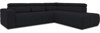 DOMO. collection Brandon Ecksofa, Sofa mit Rückenfunktion in L-Form, Polsterecke, Eckgarnitur, schwarz, Ottomane rechts
