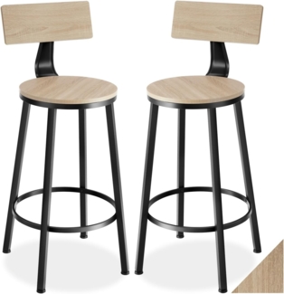 tectake Barhocker 2er Set Barhocker, mit Rückenlehne