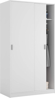 Kleiderschrank mit zwei Schiebetüren mit Kleiderstange und einem Innenregal, Farbe Weiß, Maße 100 x 200 x 51 cm