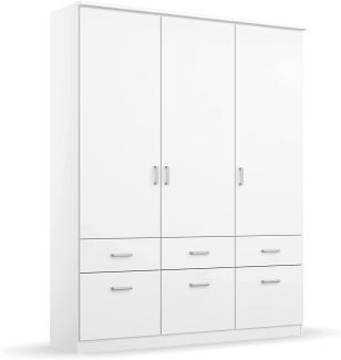 Rauch Möbel Bremen Schrank Drehtürenschrank Kleiderschrank in Weiß mit 6 Schubladen 3-türig, inklusive Zubehörpaket Basic 2 Kleiderstangen, 2 Einlegeböden BxHxT 136 x 199 x 58 cm