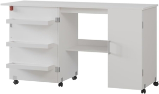 Vicco Schreibtisch Carmen, Weiß, 148 x 75 cm mit 3 Regalfächer und Schrank