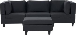 Beliani 'Unstad' Sofa, Schwarz, Leinenoptik, 72 x 76 x 228 cm, mit Ottomane, Einzelsofa