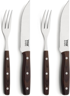 Amefa PORTERHOUSE Steakbesteck Set 4-teilig holz hochglanzpoliert