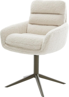 Drehstuhl Abelia-Flex mit Armlehnen Teddystoff Beige Fußkreuz Effektfinish Titan 360° drehbar Wippfunktion
