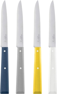 Opinel Bon Appetit Celeste Tafelmesser - rostfrei - 4 tlg - Stahl 12C27 - Buchenholzgriffe in weiß - blau - gelb - grau