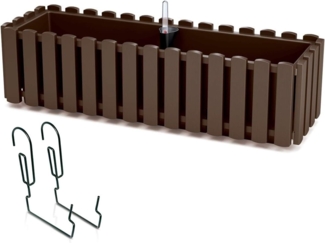 Prosperplast Blumenkasten Boardee Fencycase, Balkonkasten mit Aufhängung 58cm Weiß/Grau/Braun/Anthrazit