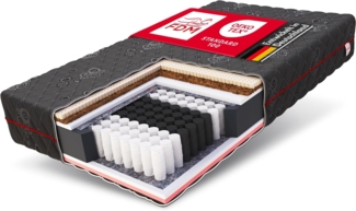 FDM Black Taschenfederkernmatratze 120x200 cm Latex Matratze 22 cm Höhe 7-Zonen Härtegrad H4/H3 (Hart/Mittelhart) Thermoplastischer Visco-Schaum Bezug Zweiseitig Abnehmbar Waschbar TFK