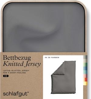 Schlafgut Knitted Jersey Bettwäsche | Bettbezug einzeln 155x220 cm | grey-mid