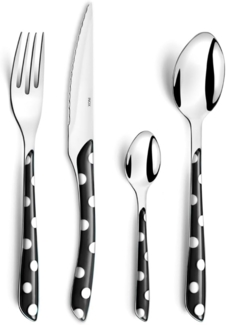 Amefa ECLAT Besteck, Essbesteck für 8 Personen, Edelstahl mit hochwertigen Kunststoff-Griffschalen in schwarz gepunktet, 32-teilig