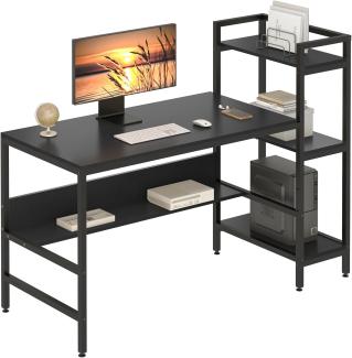 Dripex Holz Schreibtisch mit Ablage Computertisch, PC-Tisch Bürotisch Officetisch Stabile Konstruktion Tisch für Home Office (136cm Schwarz)