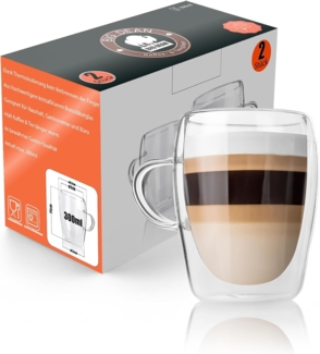BigDean 6 Stück doppelwandige Latte Macchiato Gläser mit Henkel 300 ml – hochwertige Teegläser in Geschenkverpackung