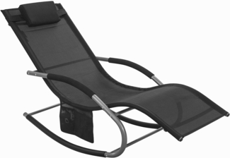 SoBuy Swingliege Gartenliege mit Tasche und Kopfkissen atmungsaktiv und luftig Bäderliege Schaukelliege Sonnenliege Liegestuhl für Gärten, Höfe, Strände, Balkone Schwarz 150 kg Belastung OGS28-SCH