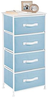 Kommode 4 Schubladen Stoffschrank Metallgestell hellblau/weiß 94cm mDesign
