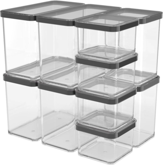 Rotho Loft Set Vorratsdosen 10 tlg. LOFT, Kunststoff (PP) BPA-frei, (32.3 x 22.3 x 32.4 cm) (Schwarz)