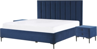 Schlafzimmer komplett Set 3-teilig blau 140x200 cm SEZANNE